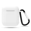 For Apple Airpods Silicone Case Soft Ultra Thin Protector Cover Sleeve Pouch With Anti-lost Buckle for Air pods Earphone Case