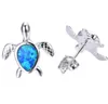 Mignon incrusté bleu opale minuscule tortue boucles d'oreilles pour femmes fille enfants enfants 925 argent mariage animaux bijoux belles tortues studs261P