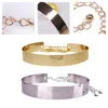 2019 cinturón de placa para mujer, cintura de Metal dorado, banda de espejo ancha metálica dorada, accesorios de cadena, cinturones para mujer, ropa 2456