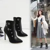 Hot Sale-woman ankle booties designer boots black pointed toe thin high heels size 35 to 40