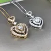 Vecalon Ciondolo a forma di cuore Ciondoli in vero argento sterling 925 con diamanti con collana per le donne Gioielli per feste da sposa258M