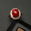 Klaster pierścienie KjjeaxCmy Fine Jewelry Natural Red Coral 925 Sterling Silver Women Regulowany Gemstone Ring Support Test Moda