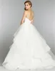 신부 가운 맞춤형 크기 저렴한 2023 새로운 흰색 섹시한 A- 라인 루치 계층 Taffeta Organza 웨딩 드레스 233