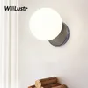 Creative Milk White Glass Wall Sconce Minimalist Globe Lamp Hotel Cafe Bar Aisle Porch Living Room Bedside Balcony Modern Lighting