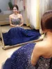 Prinsessan 2020 Beaded Sequins Blue Tulle Prom Klänningar Sweetheart En linje Formell Aftonklänningar Golvlängd Pagant Quinceanera Party Gowns