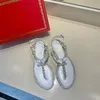 Verano clásico rc T-strap sandalias Bow Flat zapatos mujer diseñador sandalias 2020 moda diseñador de lujo chanclas mujer sandalia con perlas