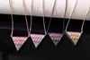 10 pièces triangle arc-en-ciel Double Bails connecteur collier, CZ zircon Micro pavé cristal breloque fabrication de bijoux pour femme NK69