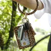 Modna Bransoletka Keychain Portfel Leopard PU Leather Tassel Kobiety Torba Karty Kobiety Sprzęgła Wristlet Keyring Party Favor 6 Style DA529