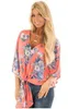 여성 의류 여름 일광 셔츠 프린트 캐주얼 셔츠 느슨한 V 목 블라우스 플레어 슬리브 탑 패션 Vestidos 의상 여성 의류 B4238