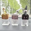 Cube Perfume Bottle Car Difusor Hanging Perfume ornamento Air Freshener Por Essence difusor de perfume Frasco de vidro vazio com 3 cores do tampão