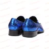 New Moda Blue Men Men Sapatos de couro genuínos Padrão de vestido de noiva Sapat Slip On Party Formal Size Grande 38-46