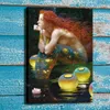 Pittura Waterhouse Redhead Mermaid HD stampabile Ufficio decorazione della parete di arte della tela di canapa artistica con cornice - pronta per essere appesa - Supporto di personalizzazione