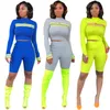 Survêtements couleur unie européenne sangle réfléchissante col rond manches longues costume de sport décontracté soutien lot mixte