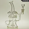 SAML 20cm lång Klein DAB righokahs återvinningsglas Bong Clear och Blue Oil Rigs Vattenrör Kvinnlig fogstorlek 14.4mm pg5215