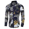 男性フラワーシャツ2019新しい秋3DプリントファッションカジュアルスリムフィットハワイアンのドレスシャツカミサマスコリンケミェーズHomme1