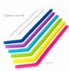 Hot Silicone Drinking Straws Ställ Rak Bent Flexibla Återanvändbara Straws Med 2st Rengöring Borstar 8PC / Set Silikon Straw 4688