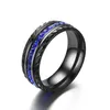 Blauwe diamant zwart band ring band mode-sieraden vrouwen bruiloft verlovingsringen cadeau 080499