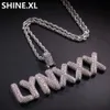A-Z Custom Name Small Letters Necklaces & Pendant Charm Men's Zircon Hip Hop Jewelry With 4MM Gold Silver Rope Chain