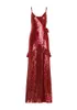 Sparkly Red Avondjurken Sexy V-hals High Side Split Prom Gowns Dames Red Carpet Runway Fashion Jassen