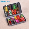 Baits lokt vliegvissen vliegers kit assortiment forel bas met doos, 20/100 stks en droge / natte vliegen, nimfen, streamers, popper