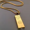 Collier en acier inoxydable glacé en forme de barre dorée Pendentif Boîte ronde Chaîne Fortune Collier Hip Hop Mens Christmas Gift4061126
