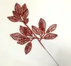 20 Stück Glitzerpulver Mangoblatt Zweig für Blumenarrangement Zubehör Weihnachtsfeier Zuhause Hochzeit Gartendekoration