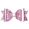 Resale 12PCS Lovely Bow Hair Clips Glitter Felt Big Size 10.5cm Cute PU Leather Hairpin Modish Girls Baby Accessories