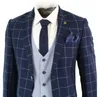 Custom Made Navy Blue lattice Groom Tuxedos Groomsmen Mens Wedding Dress Popular Man Jacket Blazer 3 Piece Suit(Jacket+Pants+Vest+Tie) 1017