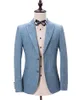 Costume en lin bleu hommes décontracté été plage mariage costumes pour marié bal fête Blazer Slim Fit Terno Masculino 3 pièces