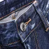 mens jeans denim blue skinny ripped pants version Navy old fashion Italy style2776