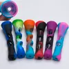 Mini Silicone Hand Pipe With Glass Tube Colorful smoke silicon pipes Herb Cigarette Filter small bong