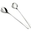 Stainless Steel Ice Cream Long Handle Mini Spoon Drink Coffee Teaspoon Spoons Drinking Kitchen Bar Supplies