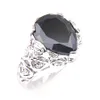 10 Pieces lot LuckyShine Fire Water Drop Black Onyx Gems Rhodium Plated obsidian Women's Rings Festival Jewelry New