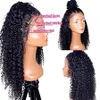 360 Lace Frontal Wig Kinky Curly 130% Densitet Naturlig 360 Lace Wig High Ponytail Lace Front Human Hair Wig för svarta kvinnor