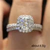 2020 Classic Engagement Ring Set Square Design White Cubic Zircon Female Women Wedding Band Rings Jewelry