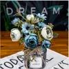 Rose Artificial Flower 12 Heads Bouquet Flower for Wedding Home Birthday Party Decoration Fake Flower Fall Indoor Flowers Decoration Gifts