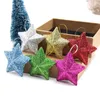 6 pçs / lote 5 cm diy gillter estrelas enfeite de natal pingente