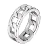 316L Stainless Steel Cuban Link Ring Mens Ring Hip Hop Men Golden Silver Black Vintage Rings Punk Jewelry Party Size 7-12