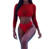 Delle donne Sexy High Waist Rash Guard Swimwear Manica Lunga 3pcs Costume da bagno Fancinating 2018 Fashion Tankini Feminino Biquini Mujer # 070 Y19062801