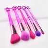 5pcs pennelli per trucco rosa pennello per fard in polvere viola pennello per trucco carino Sailor Moon con bacchetta a stella capelli morbidi miglior regalo di Natale per donne