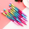 Cute 0.5mm Fairy Stick Ballpoint Pen Drift Sand Glitter Crystal Pen Rainbow Color Creative Ball Pen Kids Gift Novelty Stationery GB17