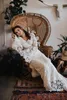 Ivory Lace V Neck Beach Modest Vintage Long Sleeve Wedding Dresses 2019 New abito da sposa Muslim Wedding Dress Bridal Gowns