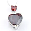 Luckyshien Xmas Gift Heart Luxury Red Garnet Gemstone 925 Sterling Silver Necklaces Women's Zircon Pendant Jewelry With Chain Free Shipping
