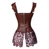 가짜 가죽 코르셋 드레스 Steampunk Zip Corselet 고딕 의류 블랙 커피 레드 란제리 섹시 파티 의상 S-6xl 플러스 사이즈 J190701