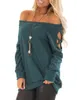 T-Shirt 2021 European solid color spring and summer sets of sexy off-the-shoulder hollow long-sleeved loose T-shirt. Support mixed batch