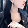 Boucles d'oreilles en cristal à pampilles longues pour femmes, Bijoux de luxe, couleur or brillant, boucles d'oreilles pendantes, Bijoux cadeaux, 2019