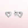 925 Sterling Silver Love Hearts Boucles d'oreilles Femmes Bijoux de mariage Boîte d'origine pour Pandora Noué Coeur Stud Boucles d'oreilles ensemble