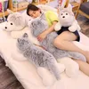 Mignon nouveau dessin animé husky en peluche géant en peluche chien poupée oreiller pour enfants cadeau décoration 43 pouces 110 cm DY50698