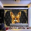 Goldener Schmetterling Schmuck 3d Tapeten Hintergrund Wand 3D Wandbilder Wallpaper für Wohnzimmer