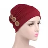 TURBANO Bufanda Cáncer Sombrero Gorros Mujeres Gorros Femeninos Roble Viento Red Boner Chimio Coton Turban Muslim Button # 800
